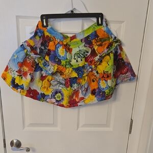 Walter Baker Ruffled Yellow Red Bubble Mini Skirt